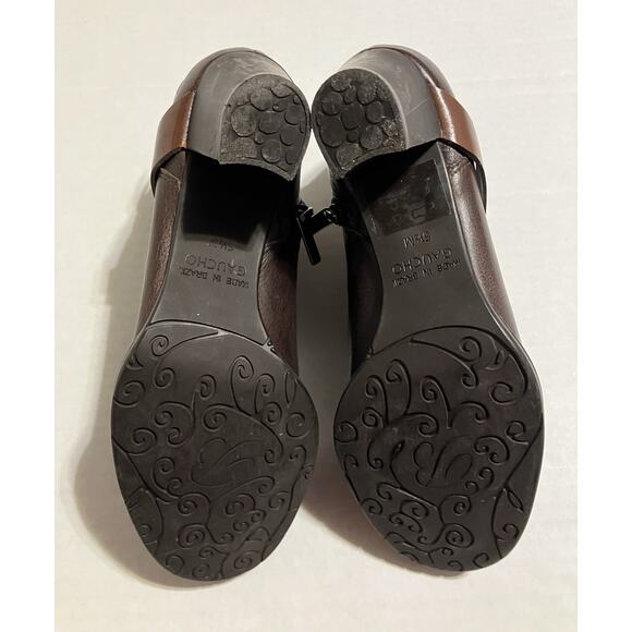 Womens Brighton Gaucho Leather Ankle Boots Block Heel Side Zip Brown 6.5 M - Picture 11 of 12